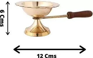 Brass Aarti Lamp / Dhoop Stand with Wooden Handle Brass Table Diya  Brass Table Diya-thumb1
