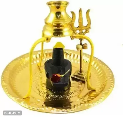 PLATE TIPAHEE LOTI PATHAR SHIVLING 12 cm Religious Idol  Figurine  (Brass, Gold)-thumb0