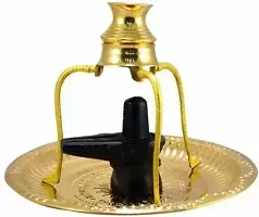 PLATE TIPAHEE LOTI PATHAR SHIVLING 12 cm Religious Idol  Figurine  (Brass, Gold)-thumb1