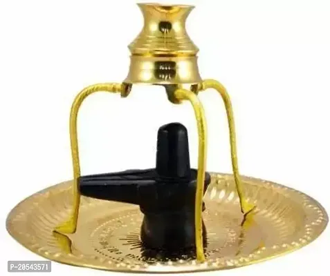 PLATE TIPAHEE LOTI PATHAR SHIVLING 12 cm Religious Idol  Figurine  (Brass, Gold)-thumb2