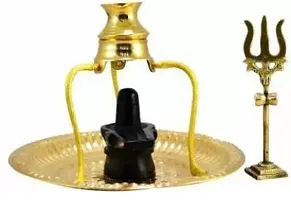 PLATE TIPAHEE LOTI PATHAR SHIVLING 12 cm Religious Idol  Figurine  (Brass, Gold)-thumb2