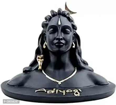 Adiyogi Shiva Statue for home decor|God idols for car dashboard Decorative Showpiece - 12 cm  (Resin, Black)-thumb0
