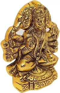 Panchmukhi Hanuman ji Statue / Bajrangbali Murti Brass / Gold Plated Gift Article Decorative Showpiece - 14 cm  (Brass, Metal, Gold)-thumb1