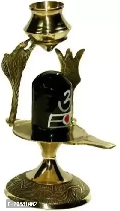 NEW SHIV-LING 10 cm Religious Idol  Figurine  (Brass, Gold, Black)