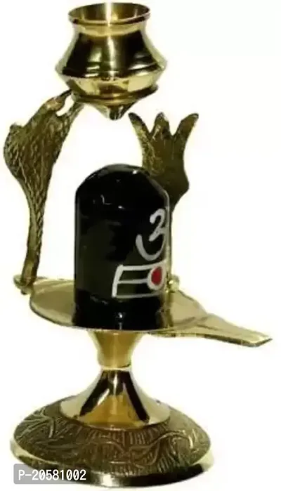 NEW SHIV-LING 10 cm Religious Idol  Figurine  (Brass, Gold, Black)-thumb0