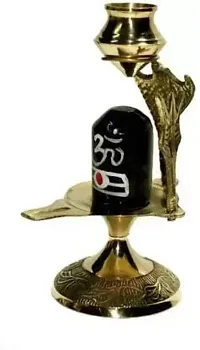 NEW SHIV-LING 10 cm Religious Idol  Figurine  (Brass, Gold, Black)-thumb1