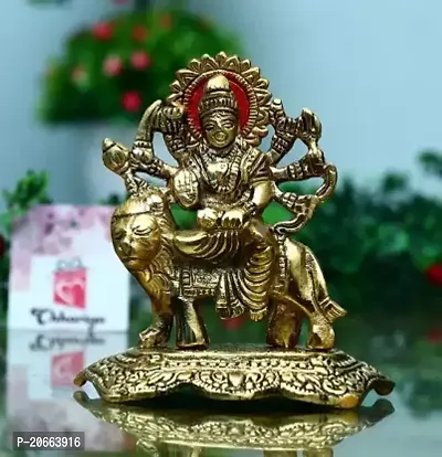 Metal Alloy Maa Durga Ji Murti Showpiece Decorative Showpiece - 15 cm  (Brass, Gold)