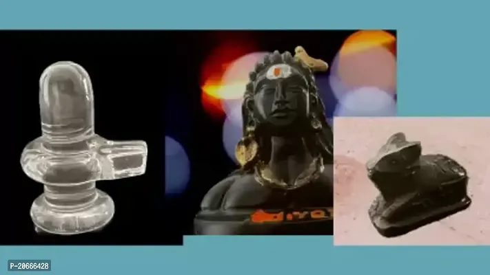 NANDI CRYSTAL SIHVLING YOGI 6 cm Religious Idol  Figurine  (Wood, Stone, Glass, Black, Clear, Grey)-thumb0