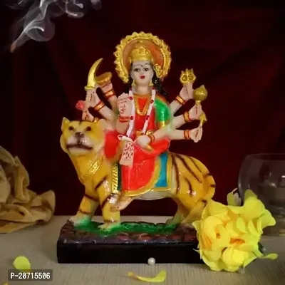 Sherawali MATA Durga Maa Murti Statue for Pooja Vaishno Devi Idol Resin Decorative Showpiece - 14 cm  (Marble, Multicolor)-thumb0