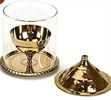 Brass Akhand Diya with Borosilicate Glass (Brass Diya)-thumb1