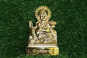 Metal Gold Plated Handicraft Lord Graceful Metal Kuber Murti Brass Idol Statue Holy Spiritual Showpiece Kuber For Car Dashboard  Pooja Ghar Made in India Best For Gifting-thumb1