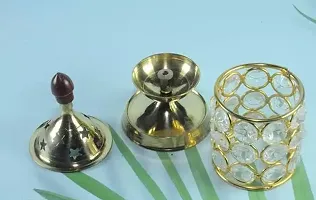 Crystal Diya Decorative Crystals Oil Lamp Diya for Diwali, Puja and Festival Decoration-thumb1