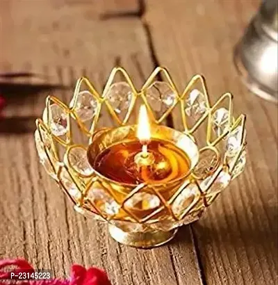 Brass Crystal Diwali Kuber Deepak (Diya Oil Lamp) for Puja Home Decor Brass Table Diya Puja Articles specially from Haridwar-thumb0