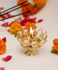 Brass Crystal Diwali Kuber Deepak (Diya Oil Lamp) for Puja Home Decor Brass Table Diya Puja Articles specially from Haridwar-thumb2