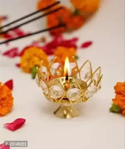 Brass Crystal Diwali Kuber Deepak (Diya Oil Lamp) for Puja Home Decor Brass Table Diya Puja Articles specially from Haridwar-thumb3