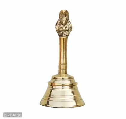 Brass Pooja Bell Ghanti for Home Temple Pooja Room Garuda Gold 4 inch