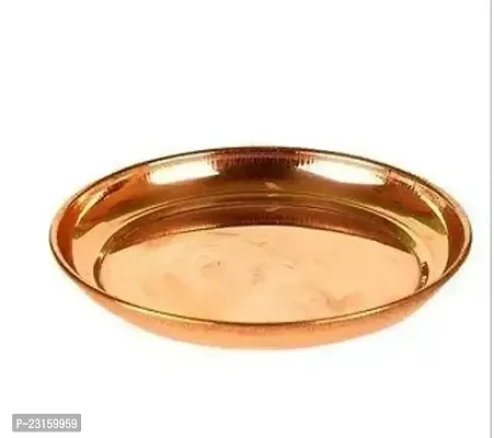 Small Size Copper Plates for Puja/Arti/Bhog Dia 12 cm 1pc Navratri/Durga Puja Special-thumb0