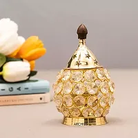 Akhand Diya / Brass Akhand Diya | Diamond Crystal Deepak/Dia | Akhand Jyot Decorative Brass Crystal Oil Lamp T Light Holder Lantern Festival Decoration Diwali Gifts-thumb1