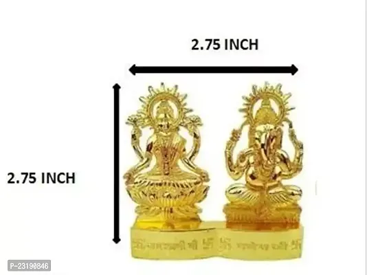 Gold Plated Laxmi Idol Showpiece,Metal Lakshmi Statue / raditional Laxmi Ganesh Idol Showpiece,Metal Lakshmi Ganesh Statue for Diwali ,Home Decor, Golden 11 cm-thumb2