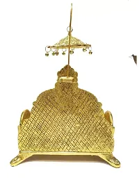 laddu Gopal antique golden Singhasan Metal Aasan Throne and a Beautiful Detachable Chatra Umbrella for Ganesha Krishna God Idol Statue Pooja Chowki for Temple Home Decor, no2-thumb1
