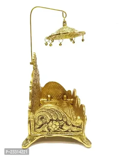 laddu Gopal antique golden Singhasan Metal Aasan Throne and a Beautiful Detachable Chatra Umbrella for Ganesha Krishna God Idol Statue Pooja Chowki for Temple Home Decor, no2-thumb3