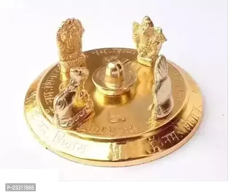 Shiv Parivar Beautiful Idol Lord Shiva Family(Shivling, Parvati, Ganesh, Kartikeya, Nandi), Decorative Showpiece,1.5 cm (Brass, Gold, Small)-thumb3