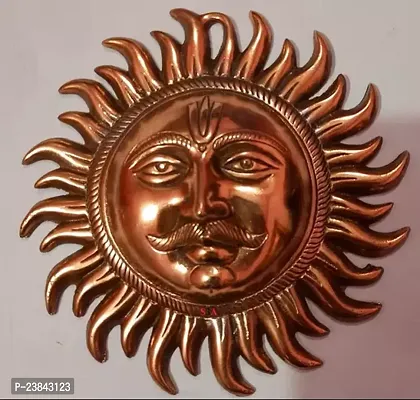 Wall Hanging Lord Sun Idol Suraj surya  Vastu Good Luck Decorative Showpiece - 18 cm (Brass, Copper)-thumb0
