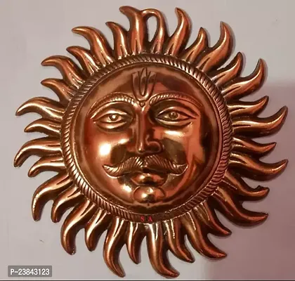 Wall Hanging Lord Sun Idol Suraj surya  Vastu Good Luck Decorative Showpiece - 18 cm (Brass, Copper)