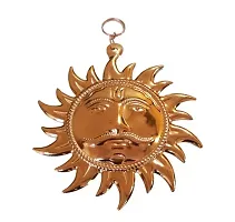 Wall Hanging Lord Sun Idol Suraj surya  Vastu Good Luck Decorative Showpiece - 18 cm (Brass, Copper)-thumb1