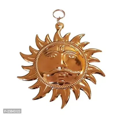 Wall Hanging Lord Sun Idol Suraj surya  Vastu Good Luck Decorative Showpiece - 18 cm (Brass, Copper)-thumb2