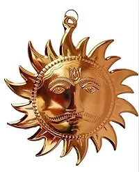 Wall Hanging Lord Sun Idol Suraj surya  Vastu Good Luck Decorative Showpiece - 18 cm (Brass, Copper)-thumb2