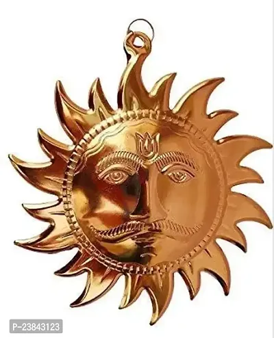 Wall Hanging Lord Sun Idol Suraj surya  Vastu Good Luck Decorative Showpiece - 18 cm (Brass, Copper)-thumb3