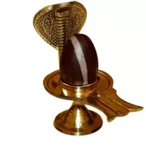 BANSIGOODS Narmadeshwar Shiva Ling Decorative Showpiece - 10 cm (Brass, Gold, Brown)