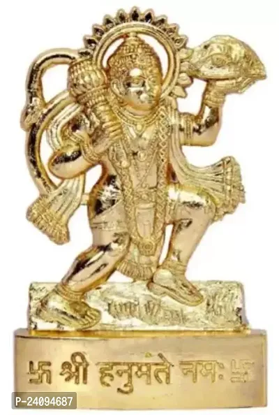 Hanuman Decorative Showpiece - 6.5 cm  (Metal, Gold)-thumb0