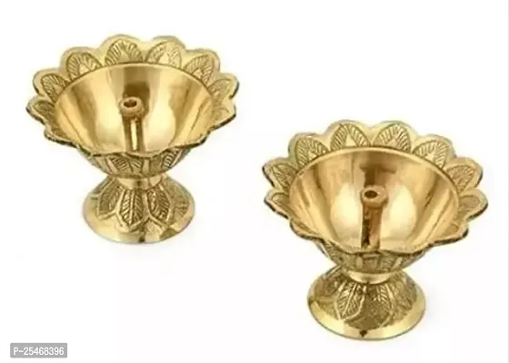 Brass Traditional Design Lotus Akhand Diya Oil Lamp-thumb0
