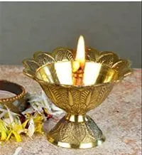 Brass Traditional Design Lotus Akhand Diya Oil Lamp-thumb1