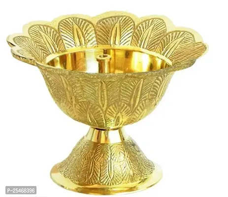 Brass Traditional Design Lotus Akhand Diya Oil Lamp-thumb3