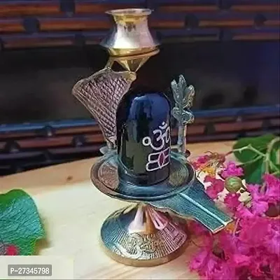 Brass Shiva Shivling Natural Stone with Jaladhari Lota Kalash for Home Temple Puja/Pooja/ Jalabhishekam-thumb0