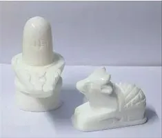 Marble Stone Shivling with Nandi for Puja, Nandi Pindi Marble, Nandi Idol-thumb1