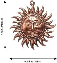 Sun Mask Wall Hanging Decorative Showpiece - 20 cm (Brass, Copper)-thumb1