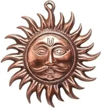 Sun Mask Wall Hanging Decorative Showpiece - 20 cm (Brass, Copper)-thumb2