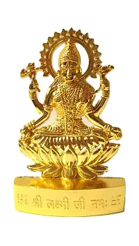 Laxmi Gold Plated Statue - Idol for Pooja, Car Dashboard, Home, Office Deacute;cor, Gifting Decorative Showpiece, Temple Gift (Zinc, Golden).-thumb1