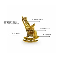 Ganesh Ganpati Sitting on Chair Idol Sculpture Home Office Gifts Decor Ganesh Ji Ki Murti Ganesha Metal Idol(Size: 5.5 Inches, Golden Finish)-thumb2