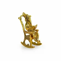 Ganesh Ganpati Sitting on Chair Idol Sculpture Home Office Gifts Decor Ganesh Ji Ki Murti Ganesha Metal Idol(Size: 5.5 Inches, Golden Finish)-thumb1