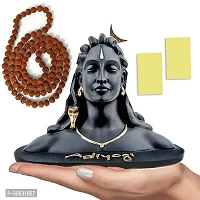 Polyresin Tialk Adiyogi Shiva Statue || Miniature Adiyogi Shiva Mahadev Idol with Rudraksha Mala Ideal-thumb0