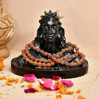 Polyresin Tialk Adiyogi Shiva Statue || Miniature Adiyogi Shiva Mahadev Idol with Rudraksha Mala Ideal-thumb1