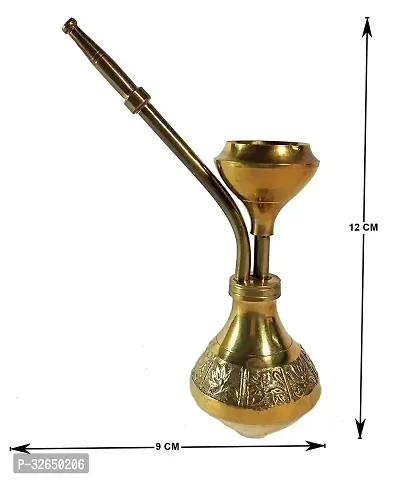 Brass Gold Finish Design Hookah | Brass hukka, Antique Hookah (Medium 7cm x 7cm x 19cm)-thumb2