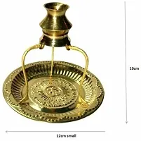 Brass Pooja Plate Thali with Shivling Stand and Abhishek Lota Kalash Brass Brass Kalash (Gold) Brass Kalash. Decorative Showpiece - 10 cm (Brass, Gold)-thumb1