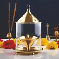 Akhand Diya for Puja with Glass Cover Set (pack of 2)-thumb3