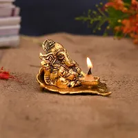 India Return Gift Ganesh Idol on Leaf - Lord Ganesha with Diya-thumb3